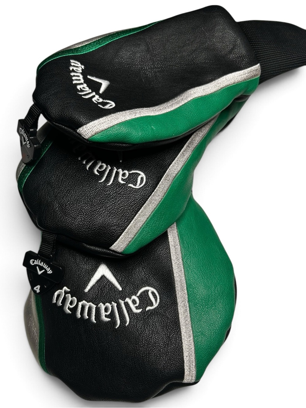 Callaway Epic Flash Leather Golf Headcover Set Driver Fairway Wood Hybrid 3 Pc